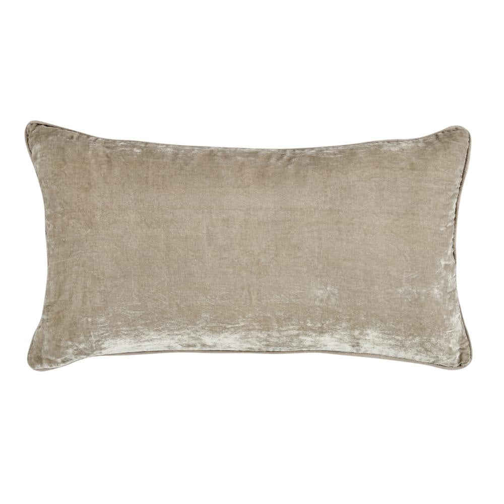 Timo Lumbar Throw Pillow, 14x26 Inch Beige Viscose, Reversible Design