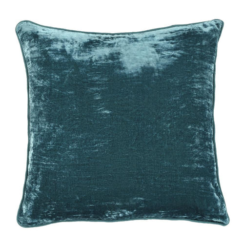 Timo Throw Pillow, Square 24 Inch Teal Blue Silk Viscose, Reversible