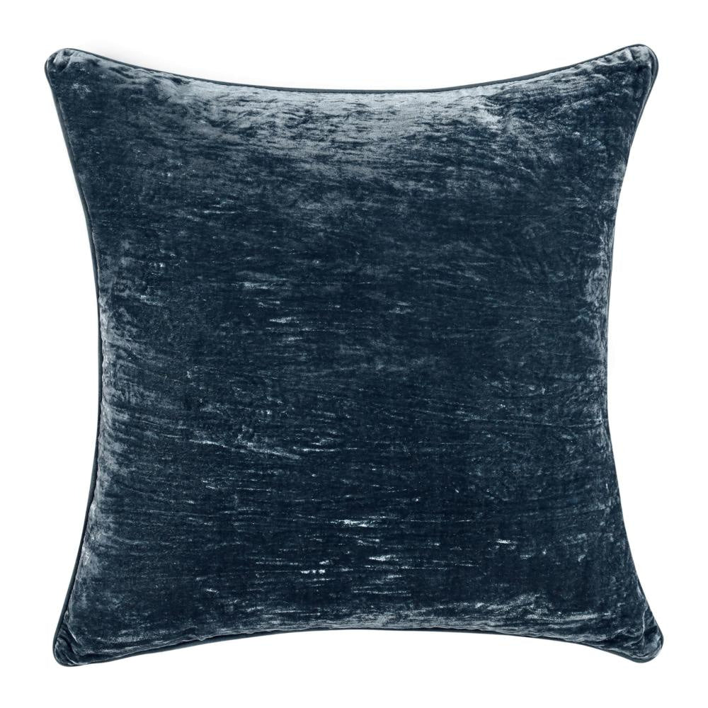 Timo Throw Pillow, Square 24 Inch Blue Silk Viscose, Reversible Design