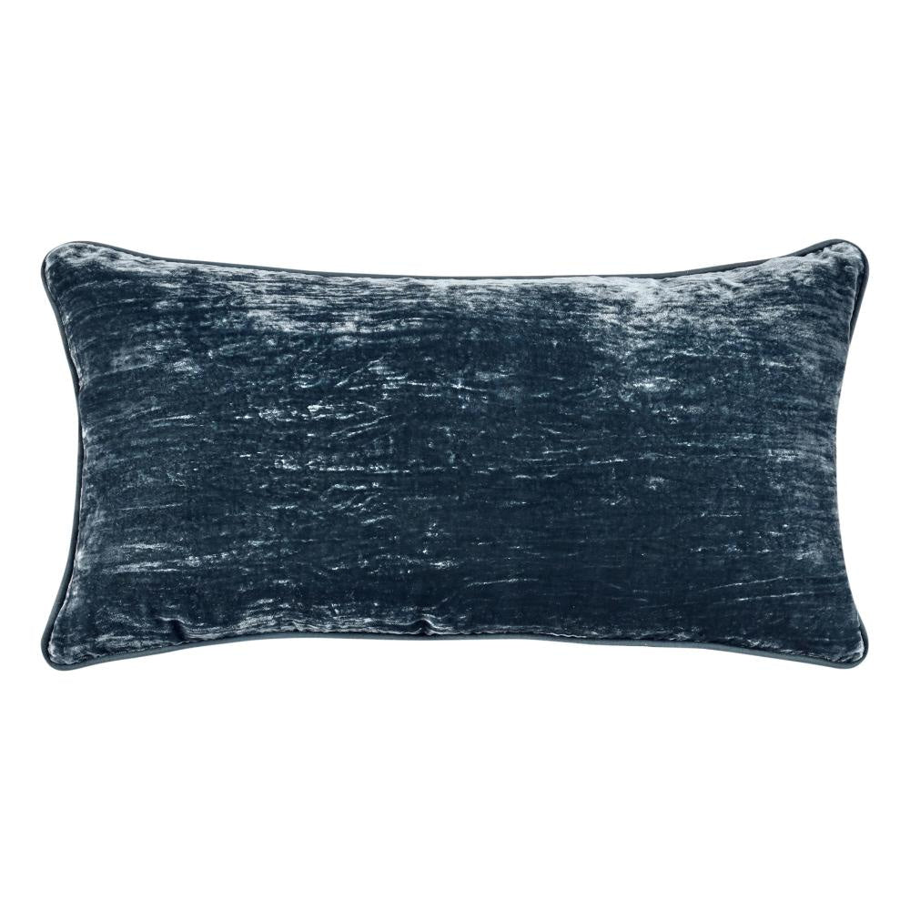 Timo Lumbar Throw Pillow, 14x26 Inch Blue Silk Viscose, Reversible