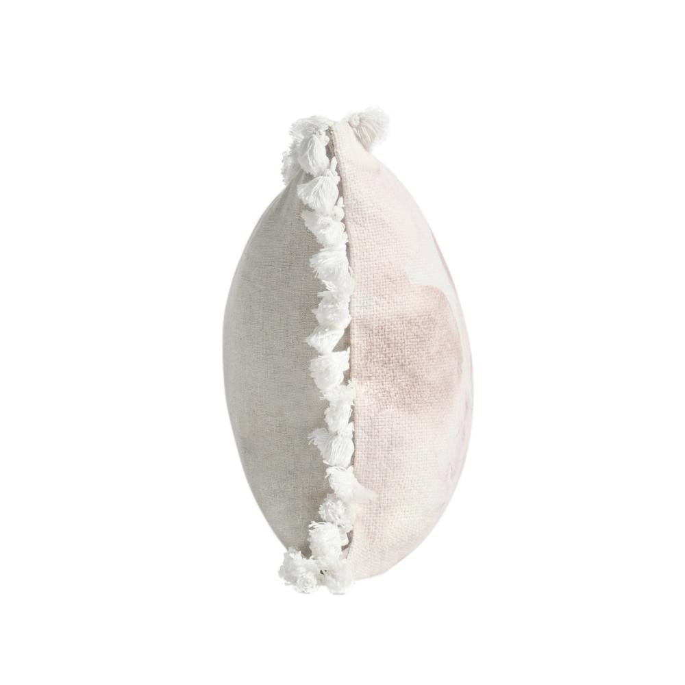 Luos Lumbar Throw Pillow 14x20 Inch Tasseled Edges Pink Cotton Linen BM331541