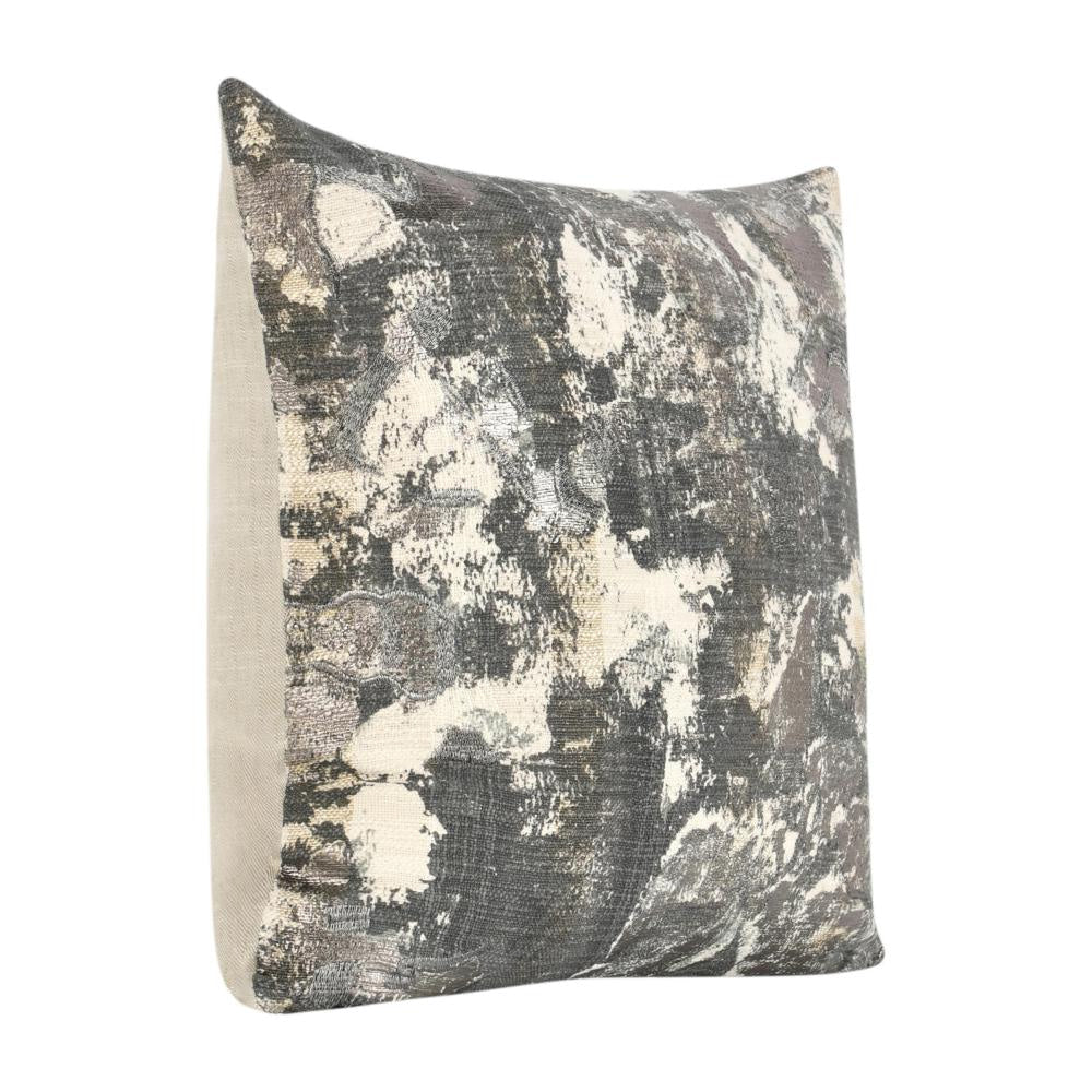 Throw Pillow Metallic Embroidery 22 Inch Gray Cotton Polyester BM331543