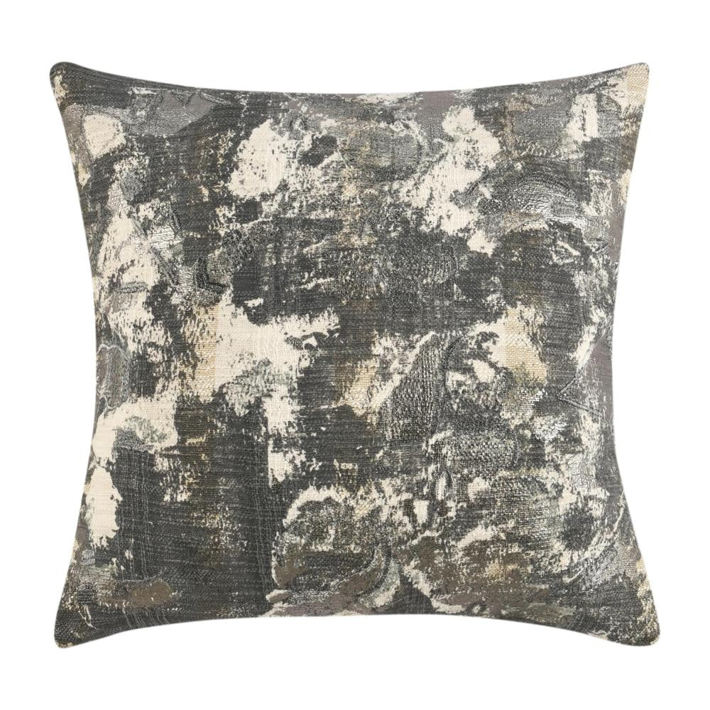 Throw Pillow, Metallic Embroidery, 22 Inch Gray Cotton Polyester