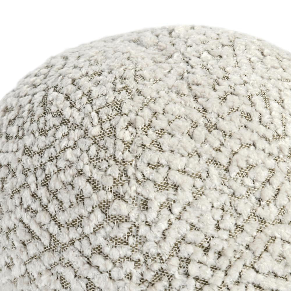 Rias Throw Pillow Pierced Design Round 12 Inch Ivory Cotton Linen BM331546