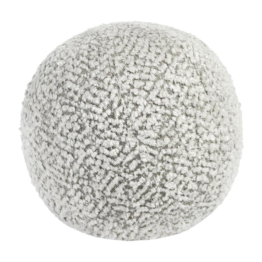 Rias Throw Pillow, Pierced Design, Round 12 Inch Ivory Cotton Linen