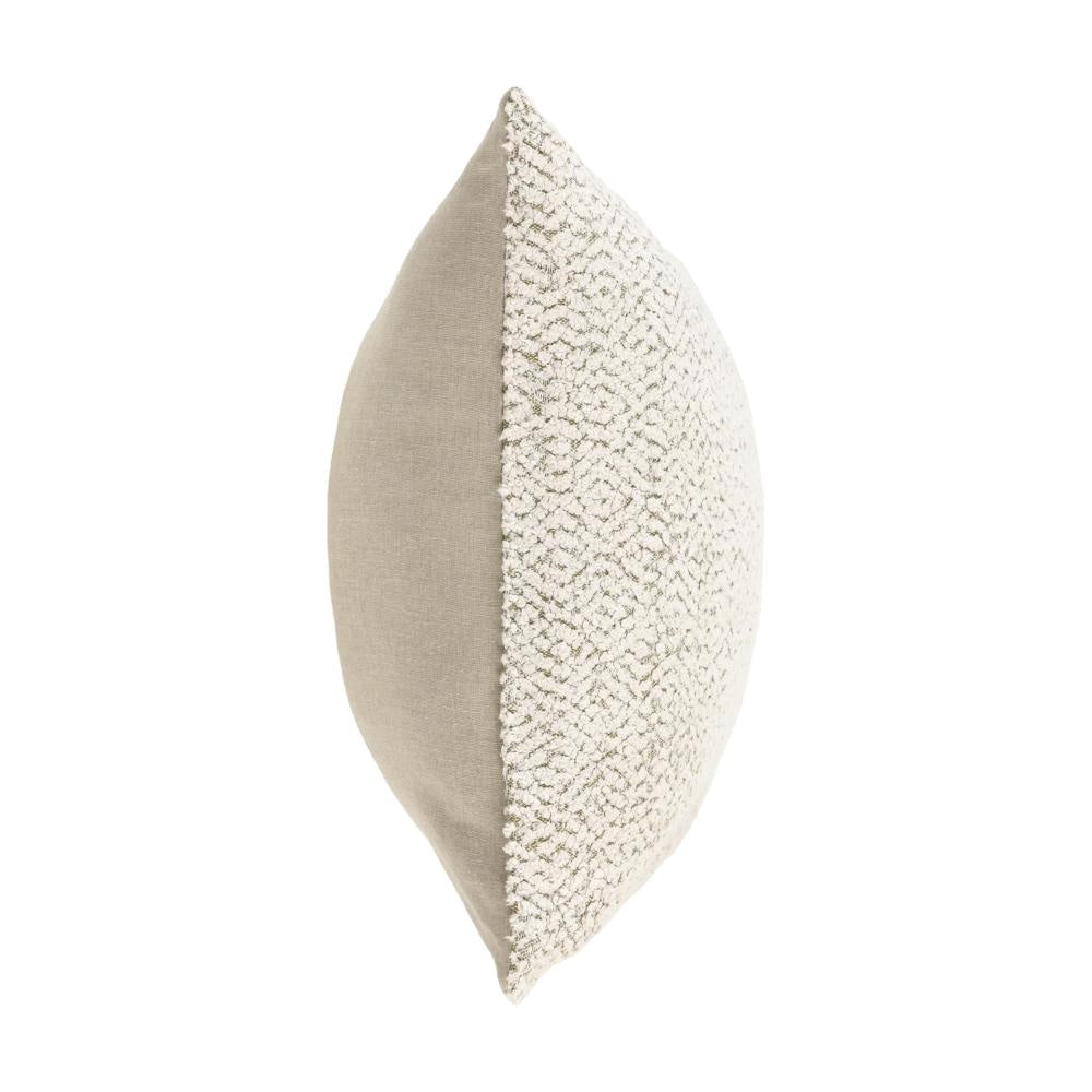 Rias Throw Pillow Square 22 Inch Woven Design Ivory Cotton Linen BM331547