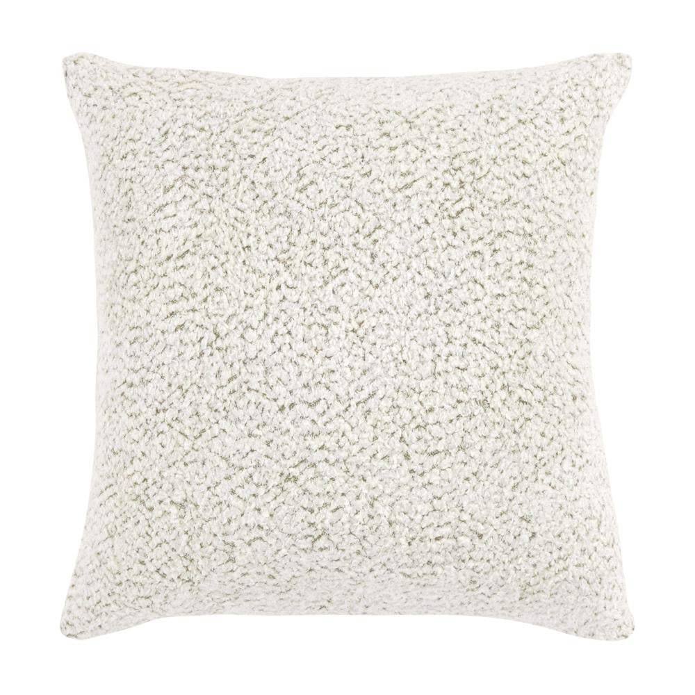 Rias Throw Pillow, Square 22 Inch Woven Design, Ivory Cotton Linen