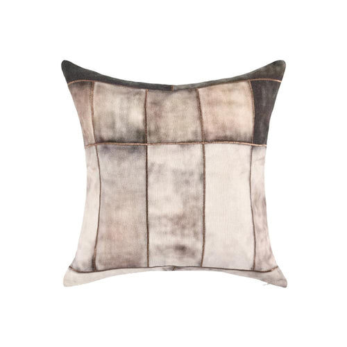 Loko Throw Pillow, Square 20 Inch Metallic Embroidery Brown Flax Linen