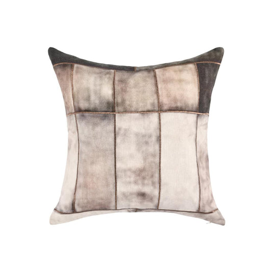 Loko Throw Pillow, Square 20 Inch Metallic Embroidery Brown Flax Linen