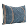 Rijo Lumbar Throw Pillow 14x26 Inch Hand Embroidery Denim Blue Linen BM331553