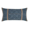 Rijo Lumbar Throw Pillow, 14x26 Inch Hand Embroidery, Denim Blue Linen