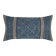 Rijo Lumbar Throw Pillow, 14x26 Inch Hand Embroidery, Denim Blue Linen