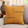 Rijo Throw Pillow, Square 22 Inch Hand Embroidery, Brown Flax Linen