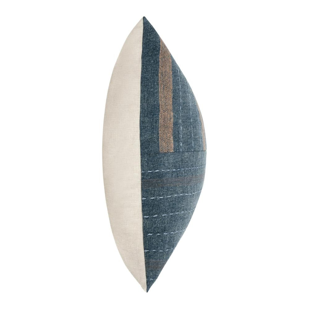 Rijo Throw Pillow Square 22 Inch Hand Embroidery Denim Blue Linen BM331555