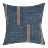 Rijo Throw Pillow, Square 22 Inch Hand Embroidery, Denim Blue Linen