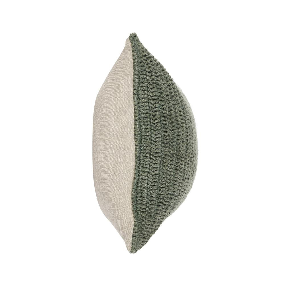 Rosie Lumbar Throw Pillow 14x26 Inch Hand Knitted Linen Light Gray BM331558