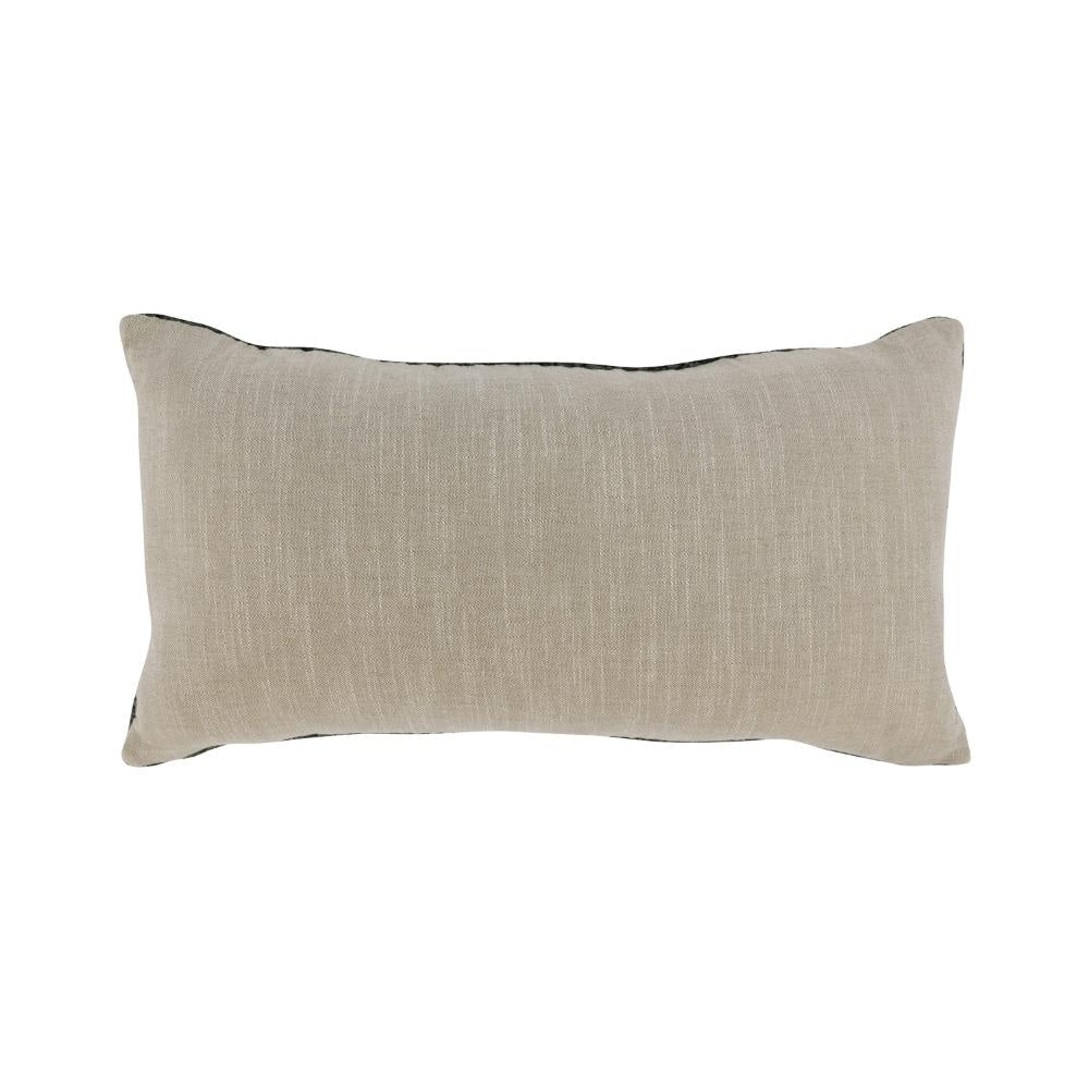 Rosie Lumbar Throw Pillow, 14x26 Inch Hand Knitted Linen, Light Gray