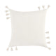 Throw Pillow Tasseled Edges with Embroidery 22 Inch Ivory Fabric BM331559