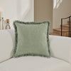 Throw Pillow, Flanged Edges, 22 Inch Cedar Green Cotton Linen Blend