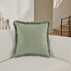 Throw Pillow, Flanged Edges, 22 Inch Cedar Green Cotton Linen Blend