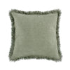 Throw Pillow, Flanged Edges, 22 Inch Cedar Green Cotton Linen Blend