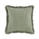 Throw Pillow, Flanged Edges, 22 Inch Cedar Green Cotton Linen Blend
