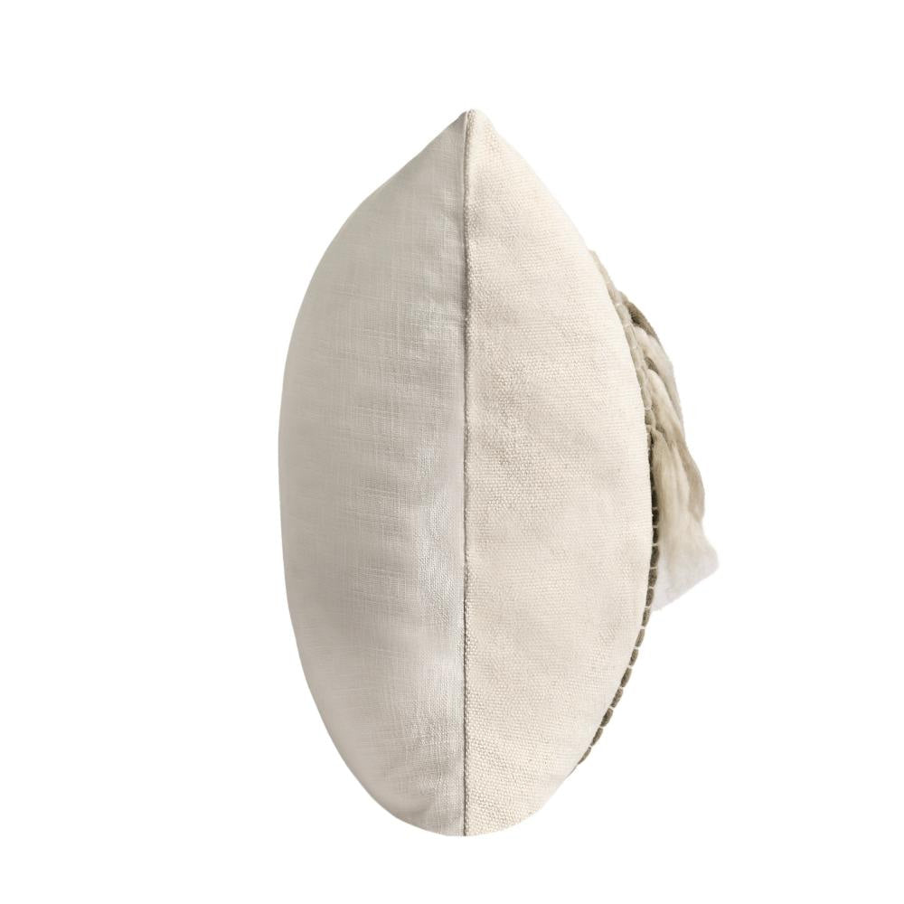 Broz Accent Throw Pillow 20 Inch Wool Applique Ivory Cotton Linen BM331562