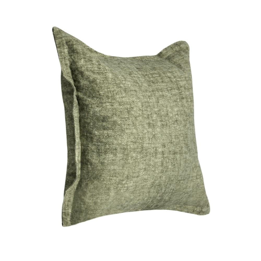 Pixie Throw Pillow Self Flange 22 Inch Green Cotton Linen Blend