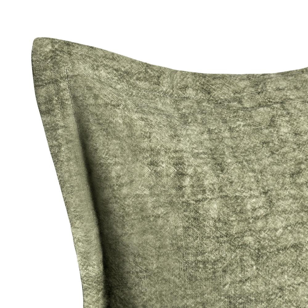 Pixie Throw Pillow Self Flange 22 Inch Green Cotton Linen Blend