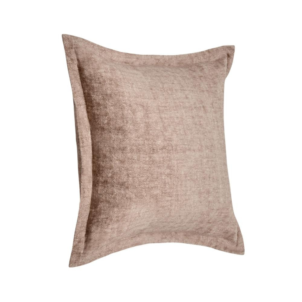 Pixie Throw Pillow Self Flange 22 Inch Light Brown Cotton Linen