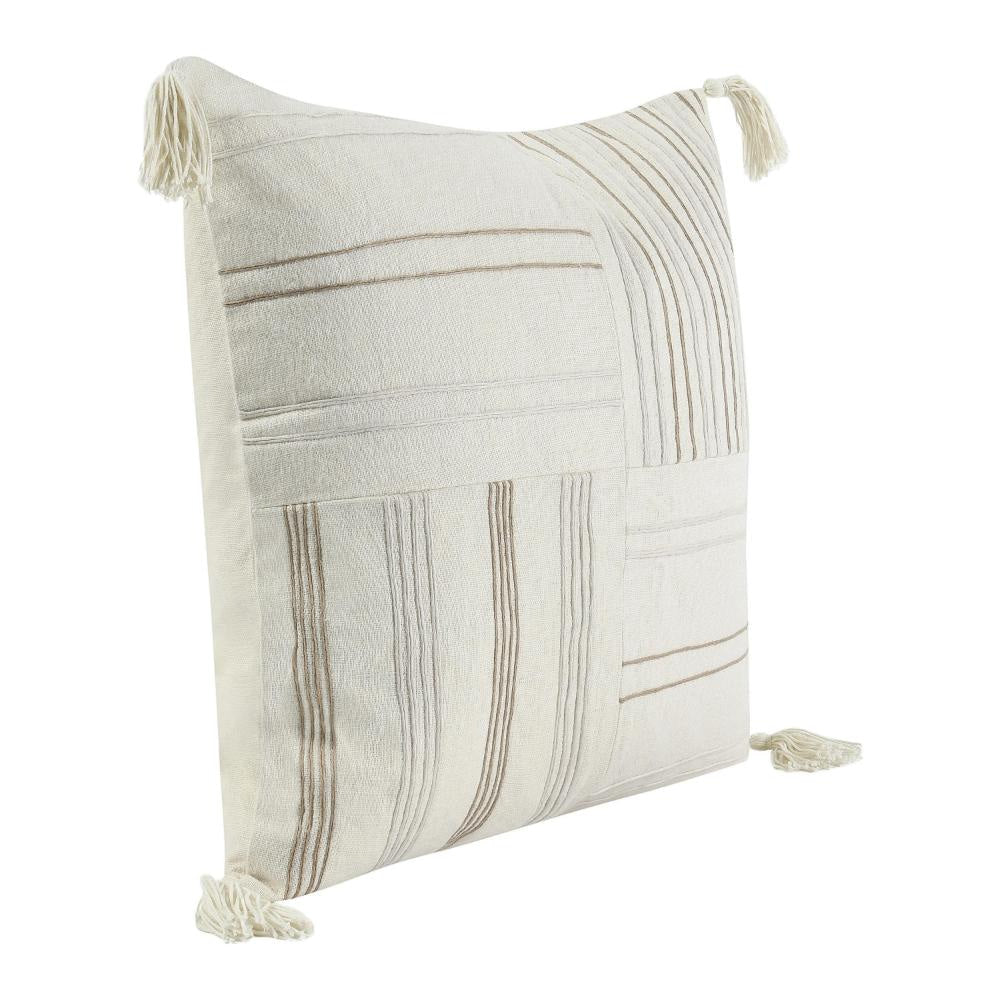 Pini Throw Pillow Boho Design Stripe Pattern 22 Inch Beige Linen BM331566