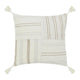 Pini Throw Pillow, Boho Design Stripe Pattern, 22 Inch Beige Linen