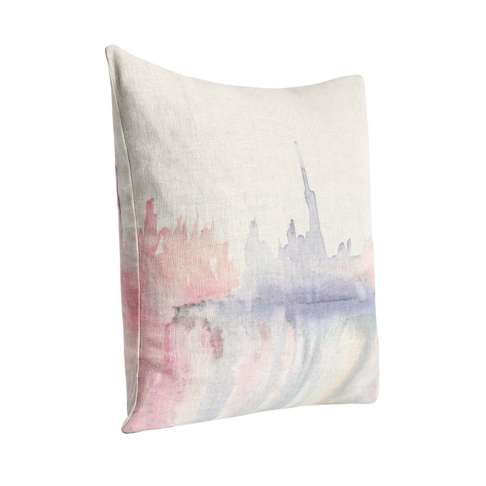 Throw Pillow Watercolor Abstract Design 20 Inch Multicolor Linen BM331567