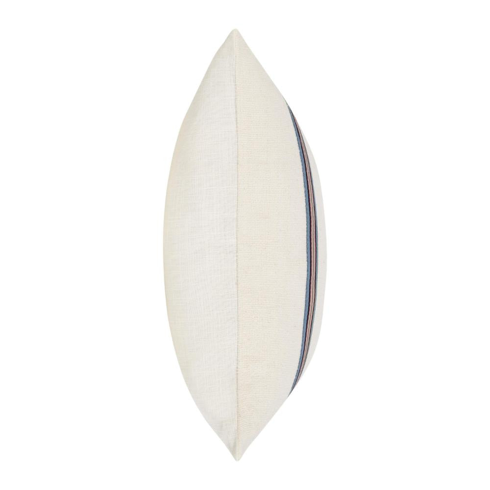 Throw Pillow 22 Inch Polyester Tape Design White Cotton Linen Blend BM331568