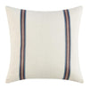 Throw Pillow, 22 Inch Polyester Tape Design, White Cotton Linen Blend