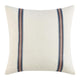 Throw Pillow, 22 Inch Polyester Tape Design, White Cotton Linen Blend