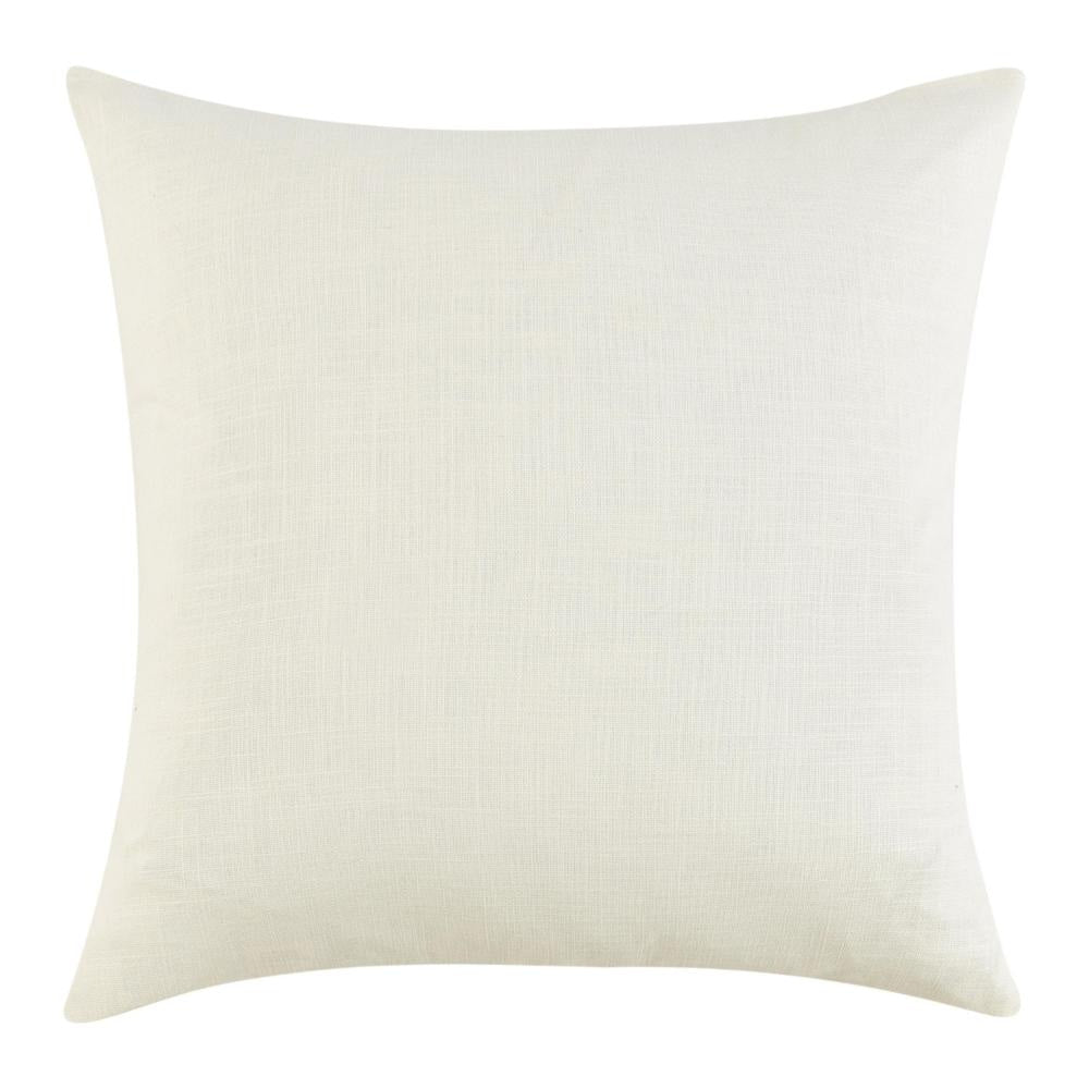 Throw Pillow 22 Inch Polyester Tape Design White Cotton Linen Blend BM331568