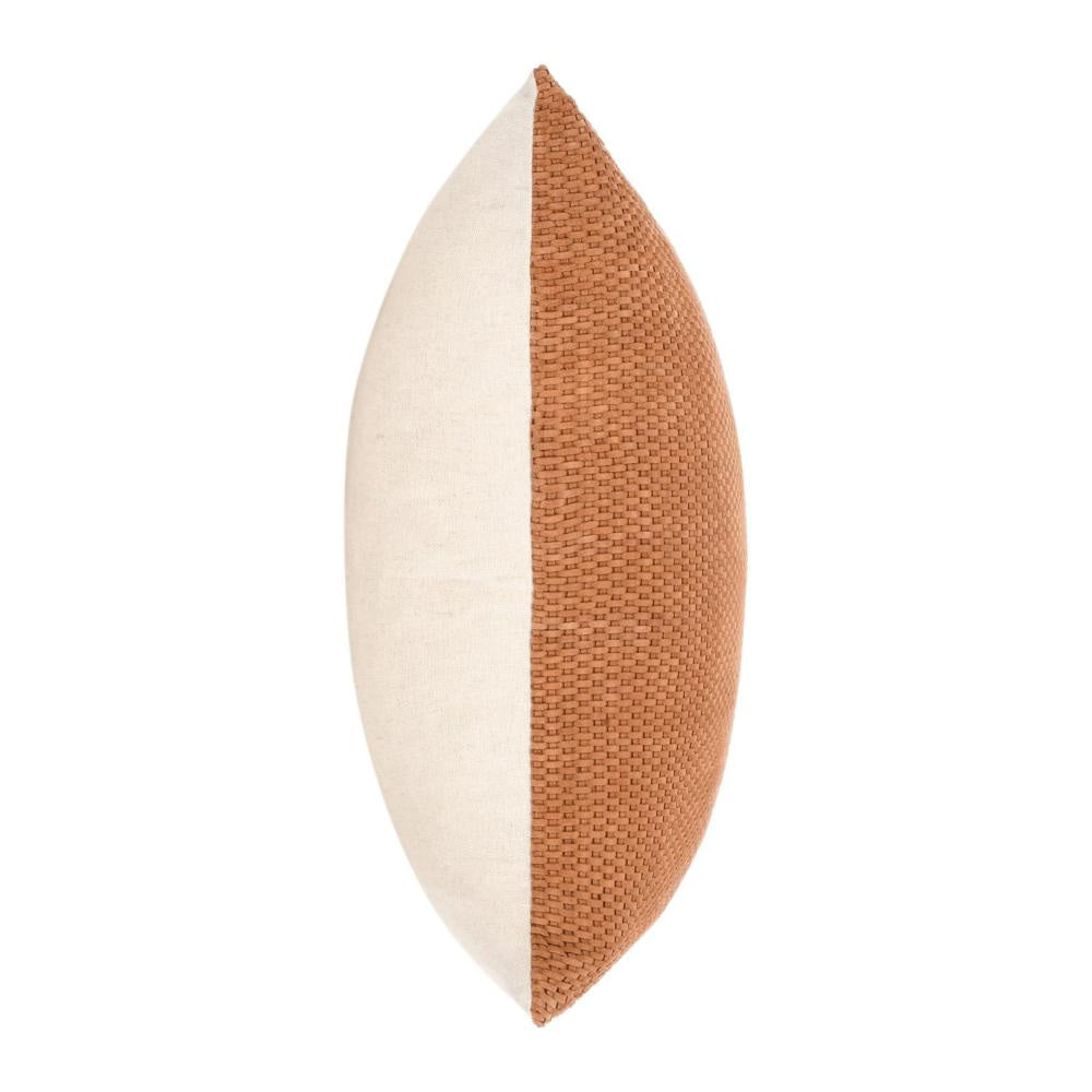 Sino Throw Pillow Woven Basket Design 18 Inch Brown Suede Leather BM331570