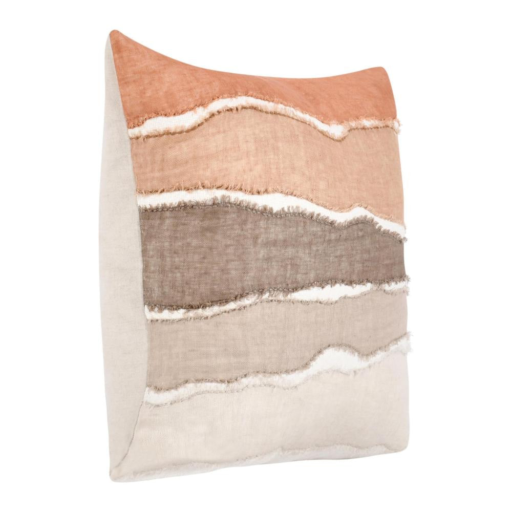 Biki Throw Pillow 22 Inch Hand Applied Applique Design Brown White