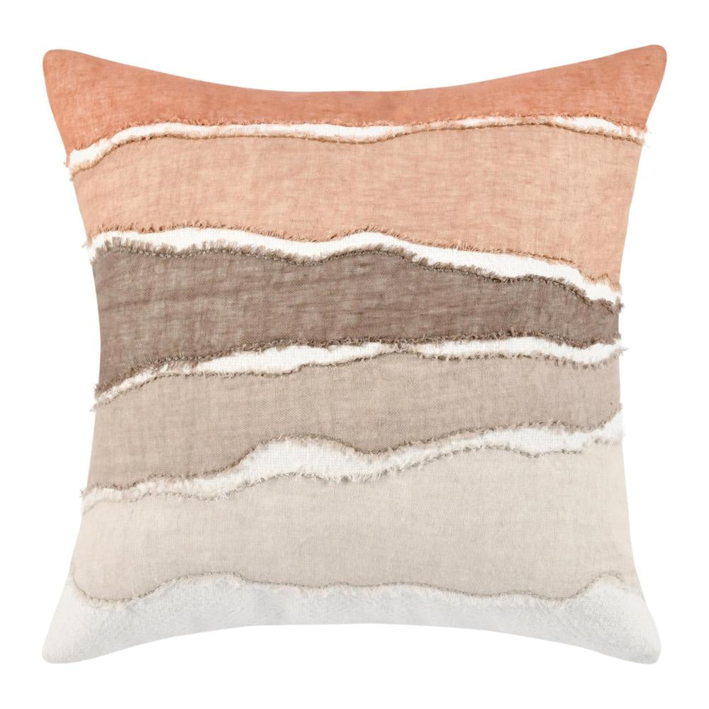 Biki Throw Pillow, 22 Inch Hand Applied Applique Design, Brown White