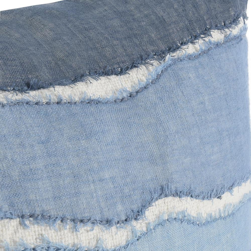 Biki Throw Pillow 22 Inch Hand Applied Applique Design Blue White