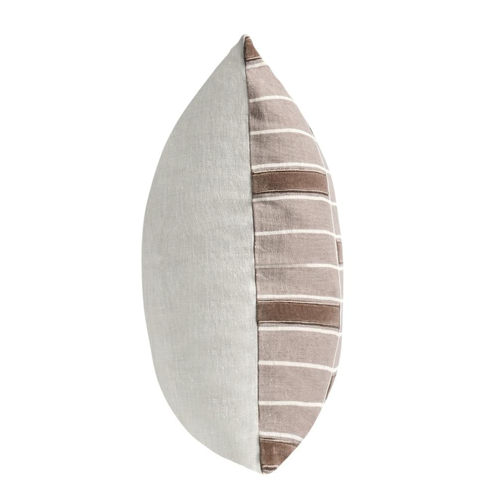 Throw Pillow 22 Inch Hand Screen Print Geometric Design Brown Linen BM331574