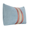 Reto Lumbar Throw Pillow 14x26in Striped Applique Blue Cotton Linen BM331575