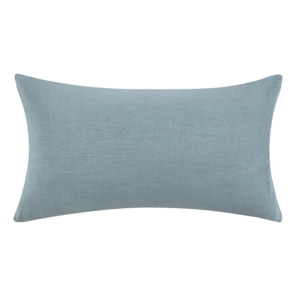 Reto Lumbar Throw Pillow 14x26in Striped Applique Blue Cotton Linen BM331575