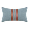 Reto Lumbar Throw Pillow, 14x26in Striped Applique, Blue Cotton Linen