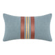 Reto Lumbar Throw Pillow, 14x26in Striped Applique, Blue Cotton Linen
