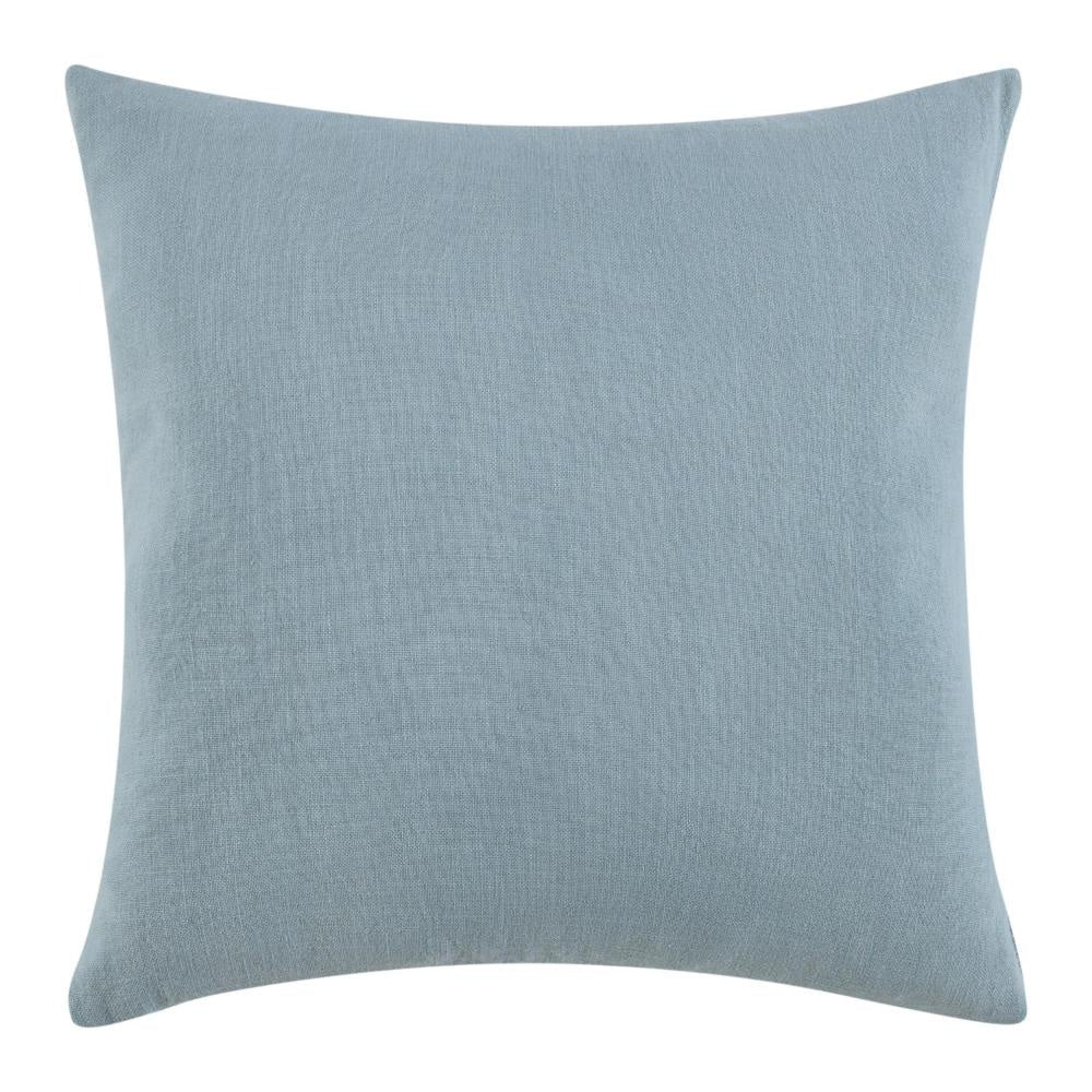 Reto Throw Pillow 22 Inch Striped Tape Applique Blue Cotton Linen BM331576