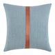 Reto Throw Pillow, 22 Inch Striped Tape Applique, Blue Cotton Linen