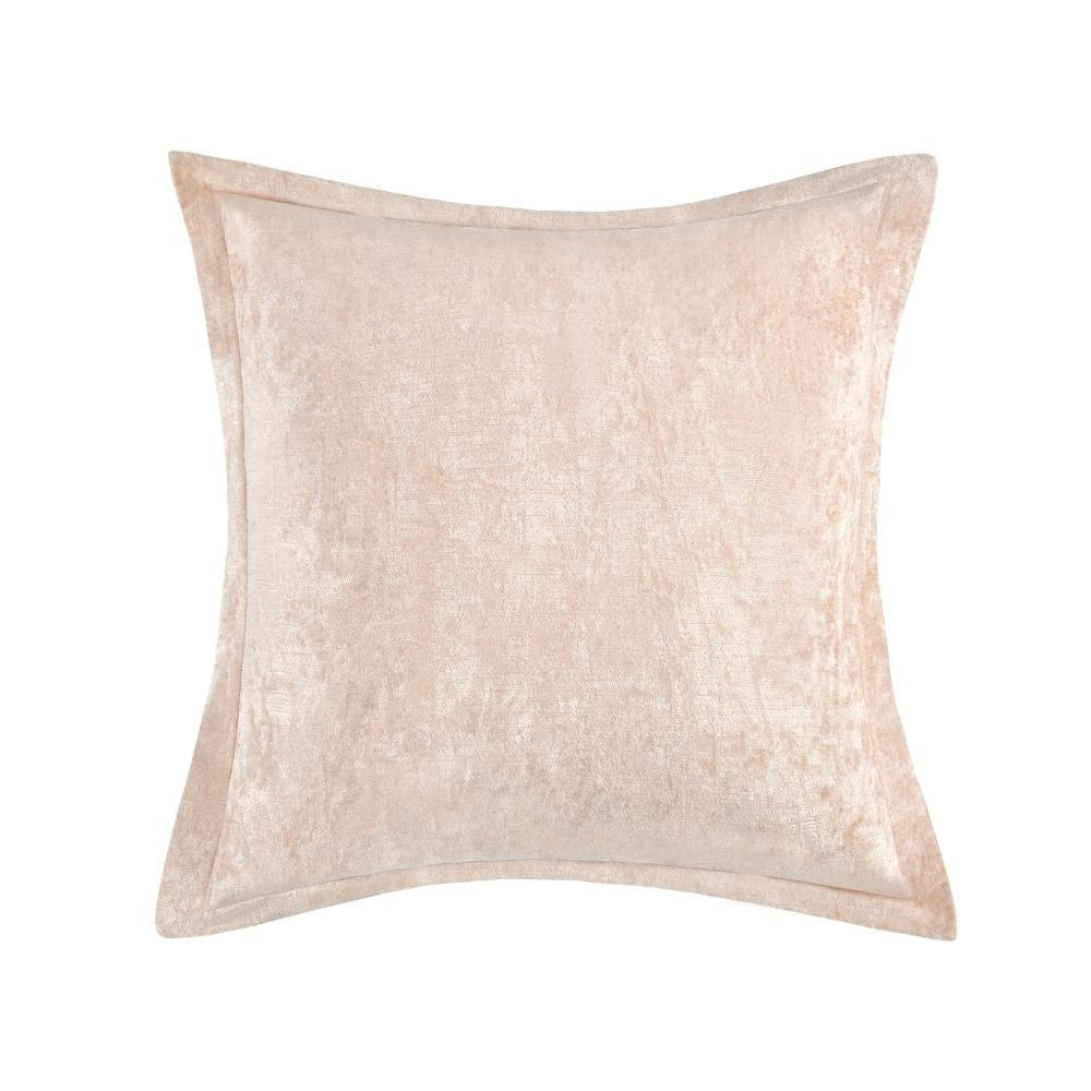Brad Throw Pillow, 22 Inch Flanged Finish, Nude Beige Rayon Velvet
