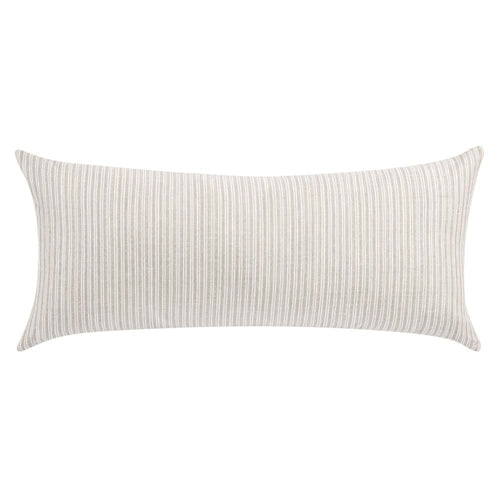 Irma Lumbar Throw Pillow, 16x36in Stripe Pattern, Beige Cotton Linen
